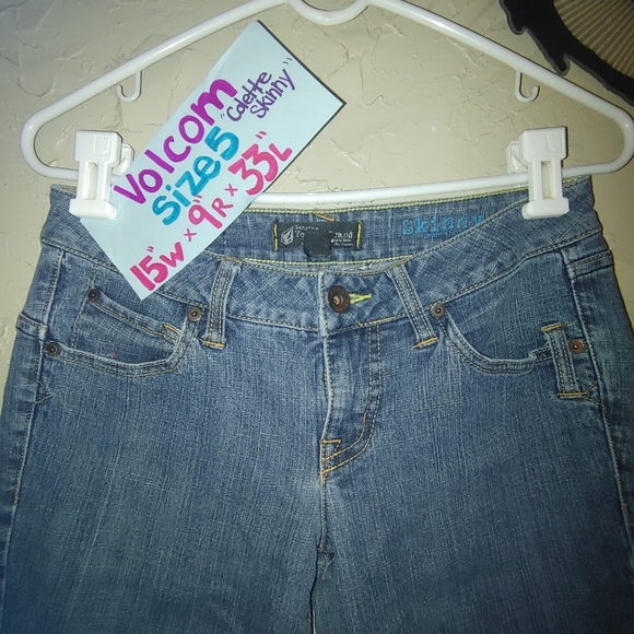 VOLCOM Colette Skinny Light Medium Blue Stretch Low Rise Jeans 30W Jrs 5 - Picture 6 of 12